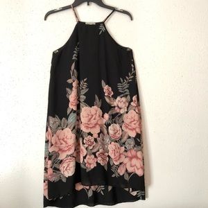 Black Floral Prink Maxi Dress Sz S